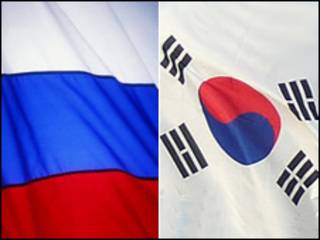 Флаги России и Кореи