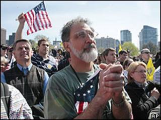 Manifestantes del Tea Party en Boston
