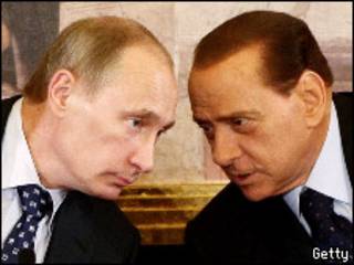 Владимир Путин и Сильвио Берлускони