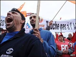 Protesta de trabajadores de Airbus (23/4/10)