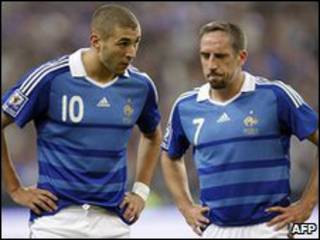 فرانك ريبيري (يمين) و كريم بينزيما (يسار)