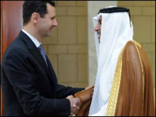 بشار الاسد ورئيس وزراء قطر