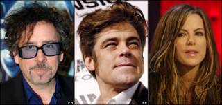 Tim Burton, Benicio del Toro y kate Beckinsale