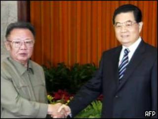 Kim Jong-Il y Hu Jintao
