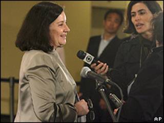 Maria Luiza Ribeiro Viotti conversa com jornalistas nesta terça-feira em Nova York