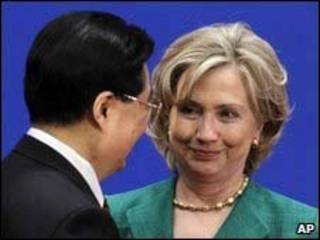 Hillary Clinton y Hu Jintao