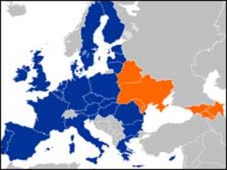 мапа. Червоний колір - країни Східного партнерства