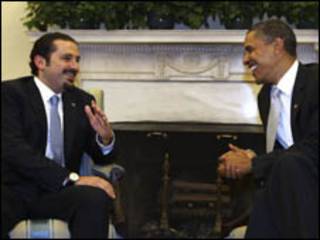 الرئيس الامريكي باراك اوباما ورئيس الحكومة اللبناني سعد الحريري