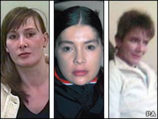 Montagem com as mulheres desaparecidas - Armitage, Blamires e Rushworth