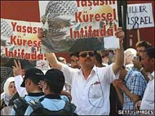 Manifestação contra Israel na Turquia