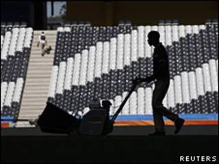 Trabajos en el estadio Mbombela en Nelspruit