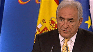 Giám đốc Quỹ Tiền tệ Quốc tế Dominique Strauss-Kahn và thủ tướng Tây Ban Nha Jose Luis Rodriguez Zapatero (phải)