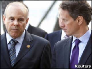 Guido Mantega e o secretário do Tesouro americano, Timothy Geithner