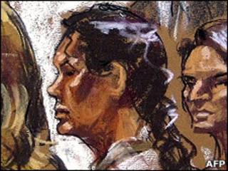 Dibujo de la supuesta espía en su comparecencia ante el juez