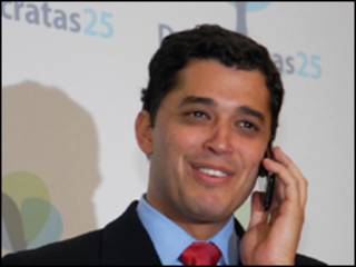 O candidato a vice na chapa de José Serra, Indio da Costa, durante convenção do DEM (Renato Araujo/ABr)
