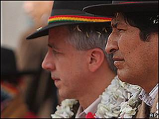 Álvaro García Linera, junto al presidente Evo Morales.