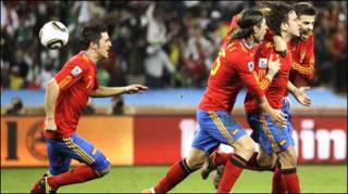 'yan wasan Spaniya na murna