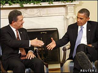 Leonel Fernández durante su reunión con Barak Obama