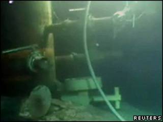 Imagen del pozo dañado de BP en el Golfo de México