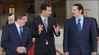 Davutoğlu, Esad ve Hariri Şam'da bir araya geldi