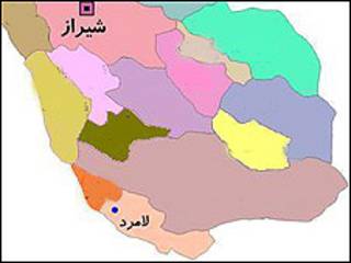 نقشه جنوب فارس - منبع: شرکت آب و فاضلاب استان