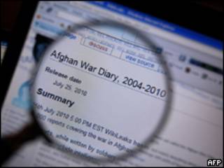Imagem do site Wikileaks nesta segunda-feira (AFP, 26 de julho)