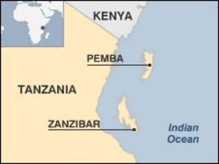 Ramani ya Tanzania kuonyesha Zanzibar.