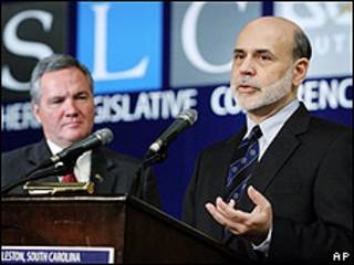 Ben Bernanke durante su discurso en Carolina del Sur.