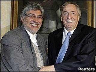 Fernando Lugo y el presidente de Unasur, Nestor Kirchner
