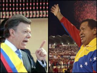 Juan Manuel Santos e Hugo Chávez