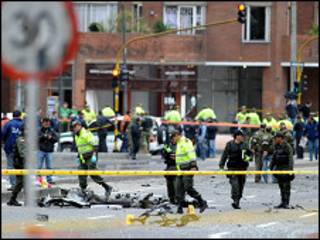 Local da explosão em Bogotá/AP