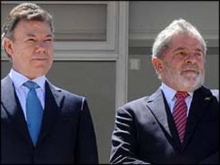 Os presidentes Lula e Juan Manuel Santos