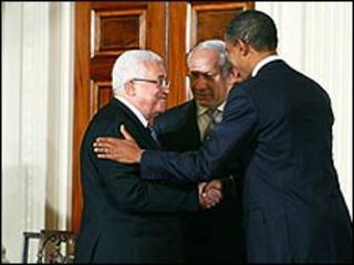 Shugaba Obama da shugabannin Isra'ila da Falasdinu