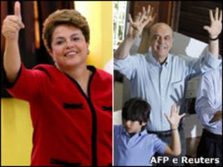 Dilma e Serra votam no segundo turno eleitoral (Fotos: AFP e Reuters)