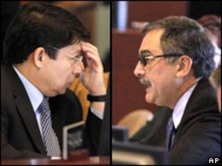Denis Moncada de Nicaragua y René Castro de Costa Rica en la OEA