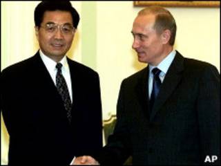 Путин и Ху Цзиньтао в 2001 году