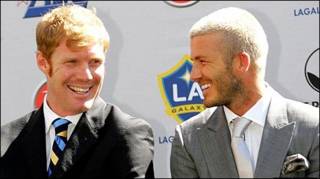 Beckham (right) agreed to join Lalas (left) at LA Galaxy in January 2007