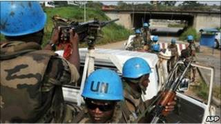 Une patrouille de l'Onu à Abidjan