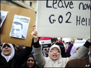 Protesto anti-Mubarak em Alexandria, nesta sexta