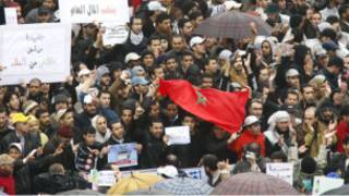 Des manifestants marocains