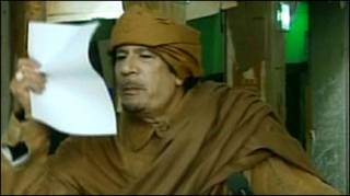 Ông Gaddafi phát biểu trên truyền hình