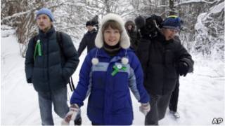 Евгения Чирикова с защитниками Химкинского леса