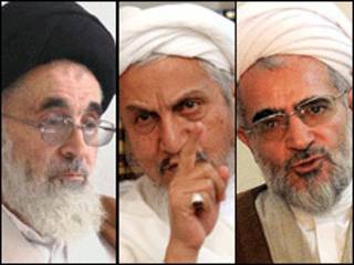 از راست: بیات زنجانی، یوسف صانعی، علی محمد دستغیب