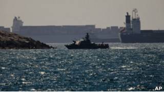 Израильский военный корабль в Средиземном море