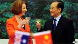 澳大利亞總理吉拉德和中國總理溫家寶