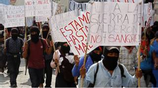 Protesta de militantes del EZLN