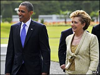 Barack Obama e a presidente da Irlanda, Mary McAleese (AFP/Getty)