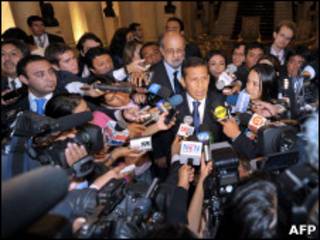 O presidente eleito do Peru, Ollanta Humala, durante uma entrevista coletiva
