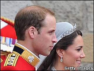 O príncipe William e Kate Middleton, durante seu casamento