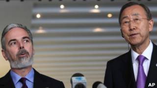 Patriota e Ban Ki-moon em Brasília (AP)